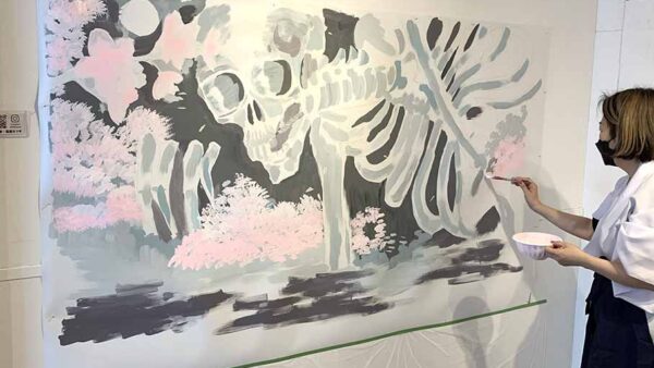 葛屋カツキ「お花見ライブペイント」